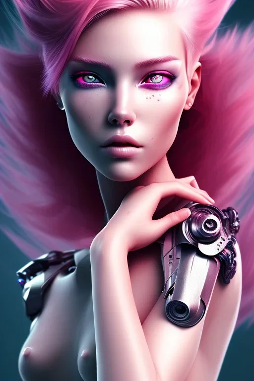 cyborg, pink hair,seven , perfekt, real, dream