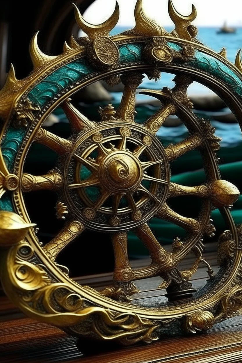 The Helm of the Dragon Queen is a fabulously gilded steering wheel adorning one of the finest pirate ships in the world but she was crippled during a battle and the magical wheel lost in the aqua depths