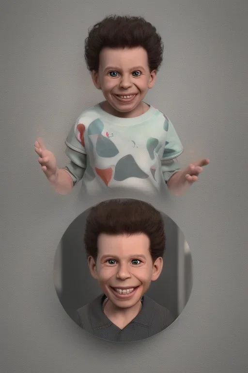 Cosmo kramer toddler, smile, full body, hyper realistic