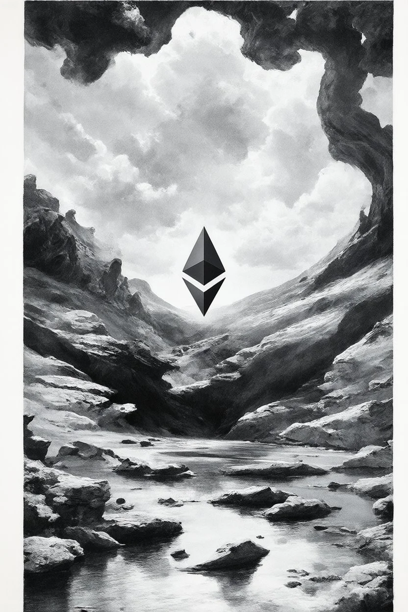 tom lee ethereum oracle of delphi seeing the future in the style of surrealism black and white