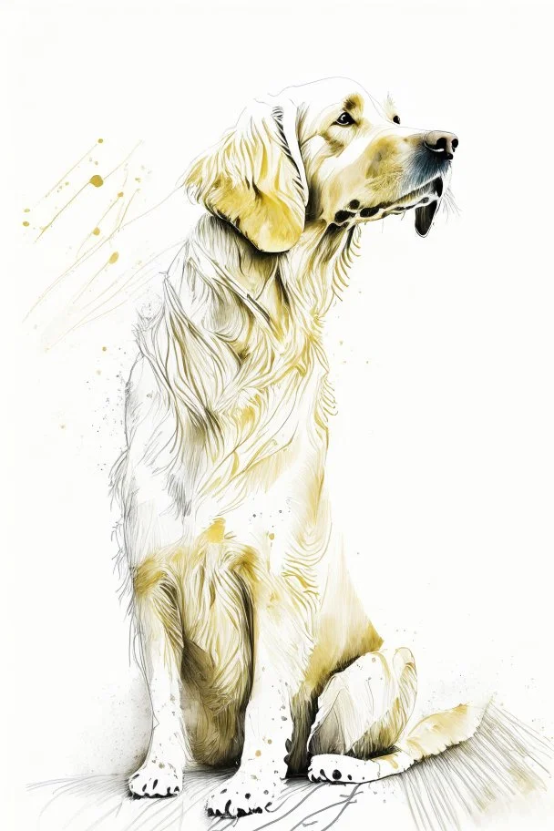 retriever dog , white background, in the style of frank auerbach