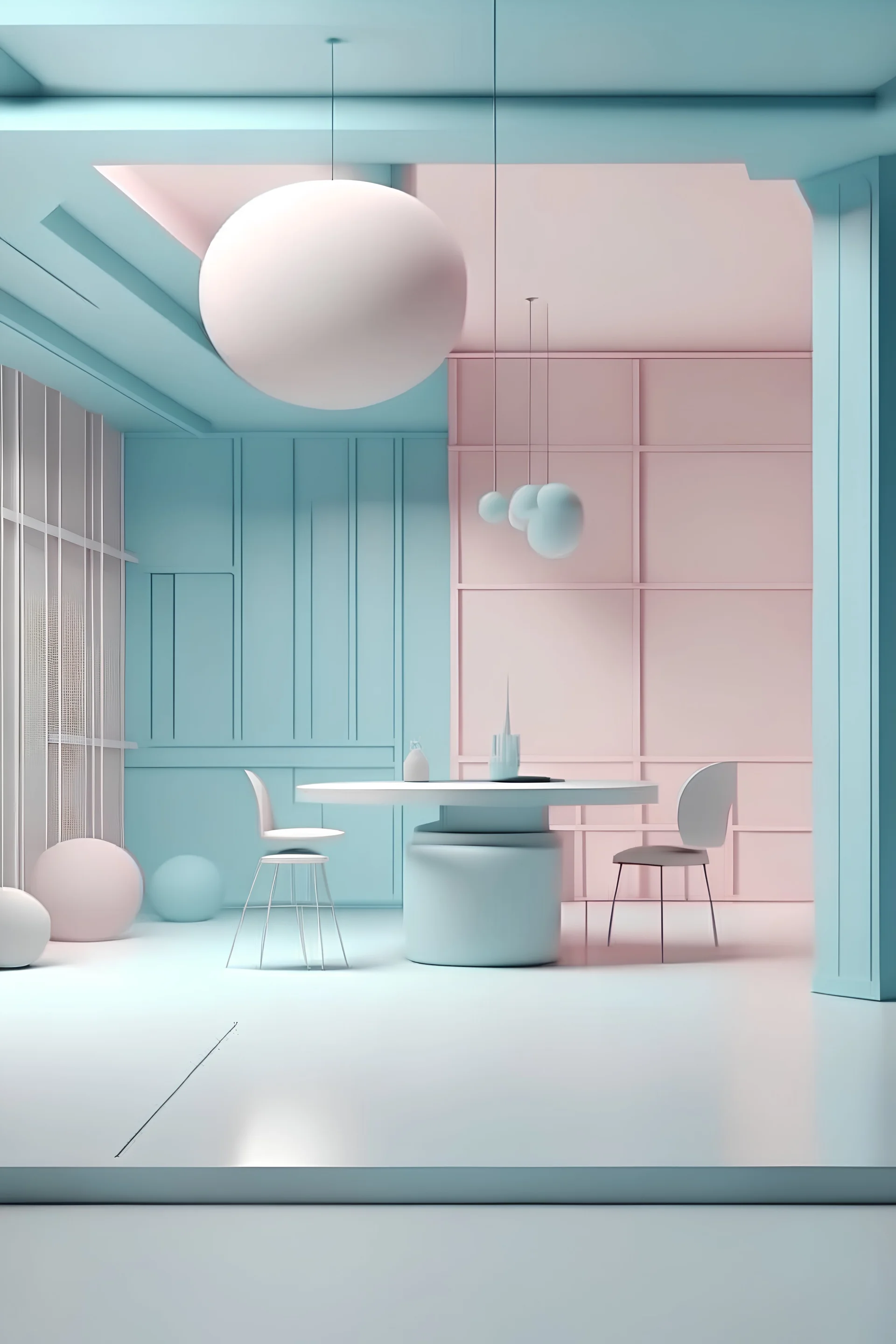 Elite creative space with minimal pastel colored look, 4K UHD resolution, octane render
