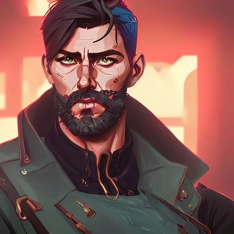 Tom Cruise Christmas cyberpunk military beard art