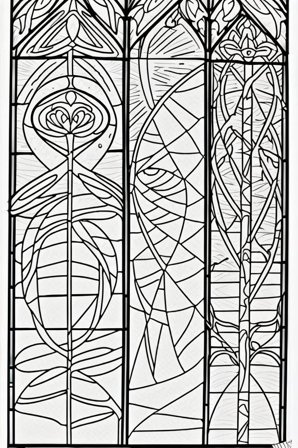 kids coloring page, stained glass window, cartoon style, thick lines, low detail, no shading