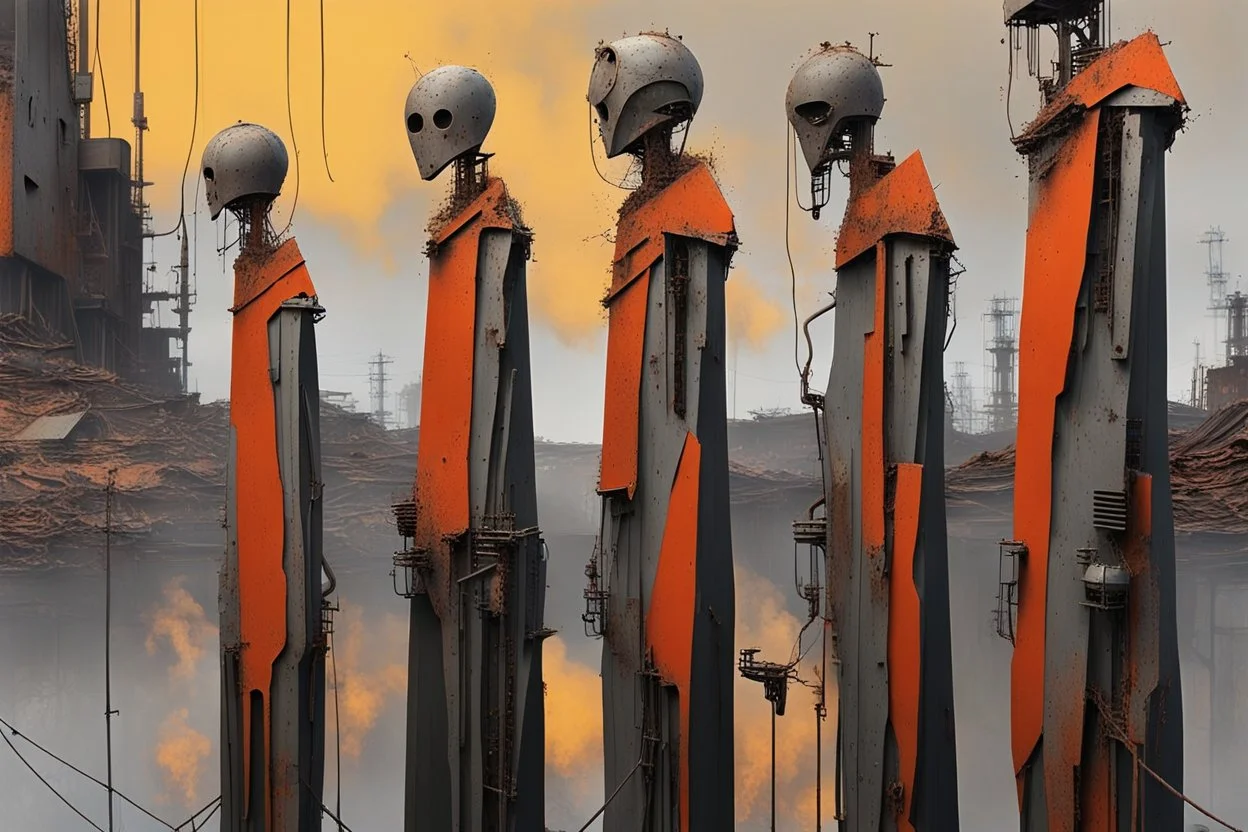 your creativity versus my imagination, tectonic cityscape clove, arafed remnants of a forgotten forbidden former river of clueless rust, |steel hot, puṣkaracūḍa, made of scrap metal and rusty wires, great verticals, perfect parallels, industrial vibe, police juxtaposition