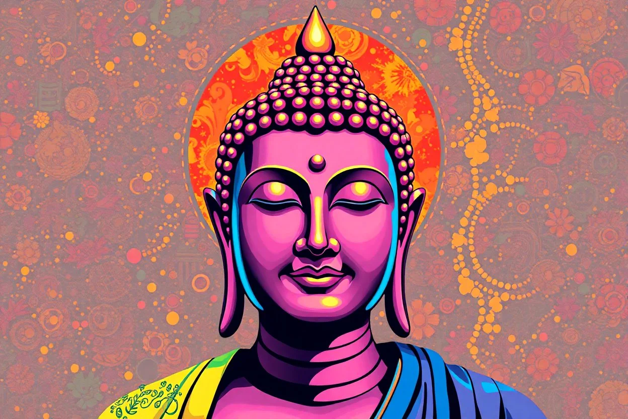 pop art pixels 1000 images budha in the style of monet
