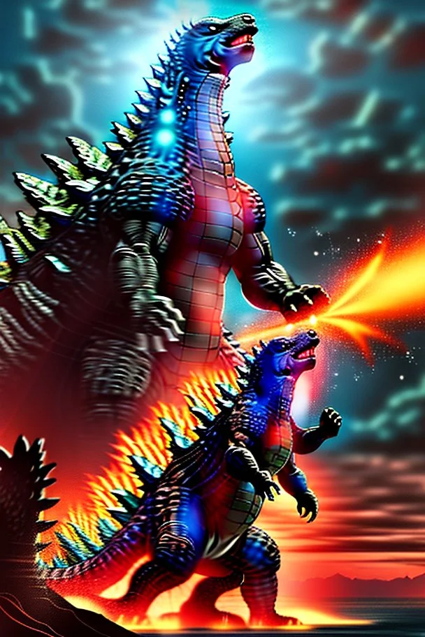 Godzilla fighting the annunaki