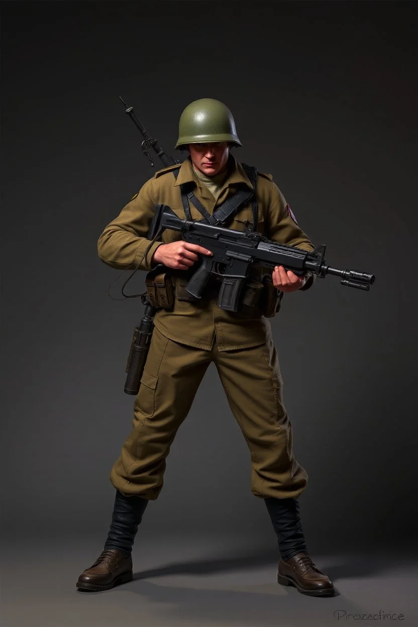 1950 mad bad ass soldier photo concept character