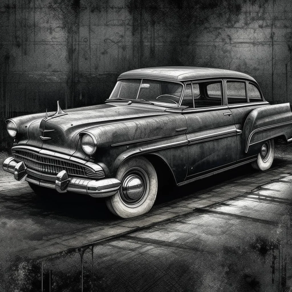 An old classic car 1900 a full side view , Hyper Realistic Aerial Grungy Dark-Grey Brush strokes on a dark rustic background with charcoals