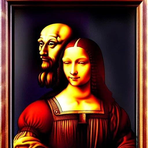 portrait of a men and a woman Leonardo da Vinci style