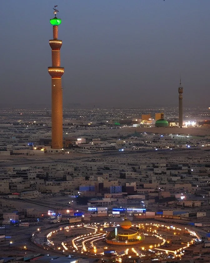 The city of Karbala and between the two holy shrine in night