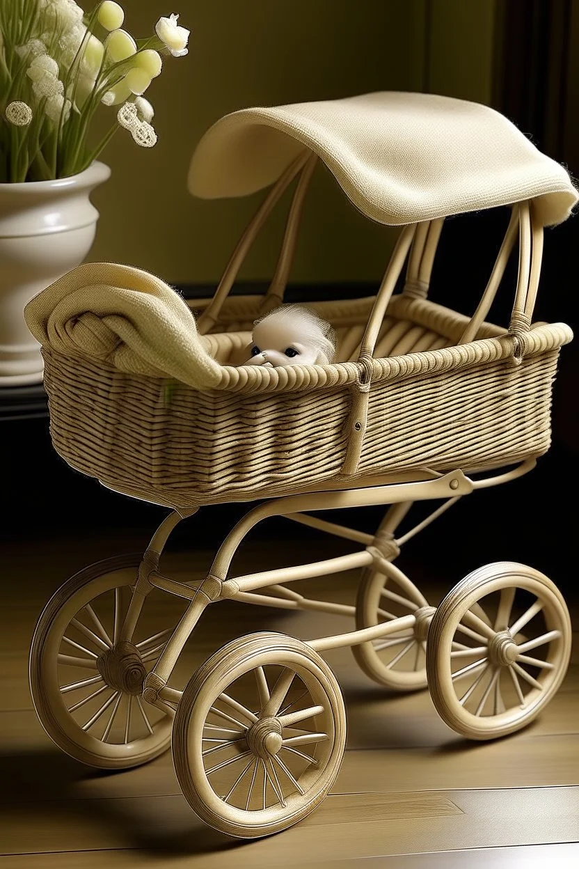 Vintage pram, natural,