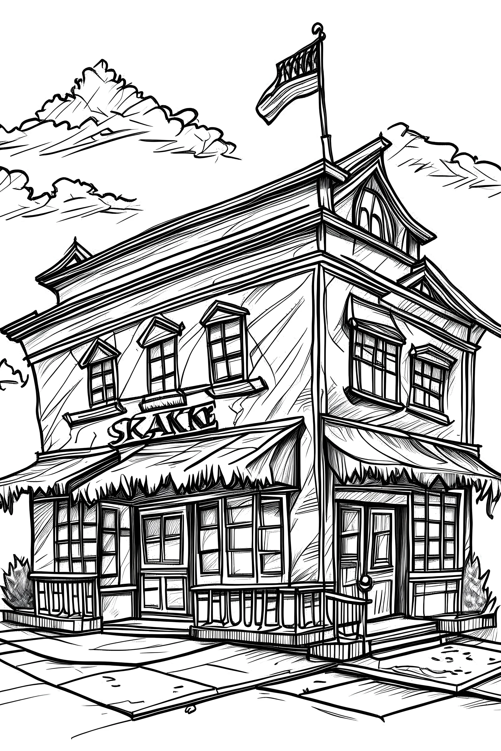 draw a picture of shake&pizza restaurant