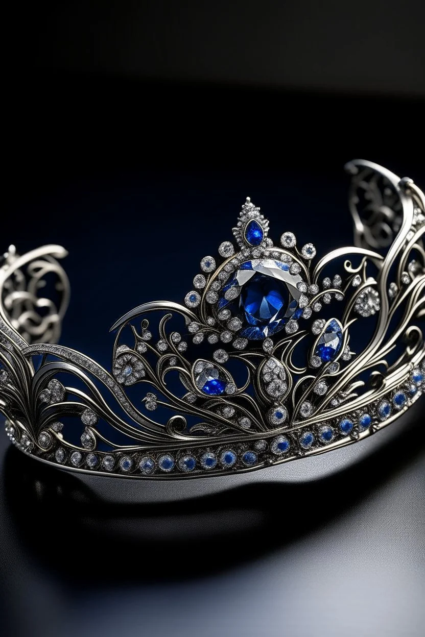 diadema argento con zaffiro