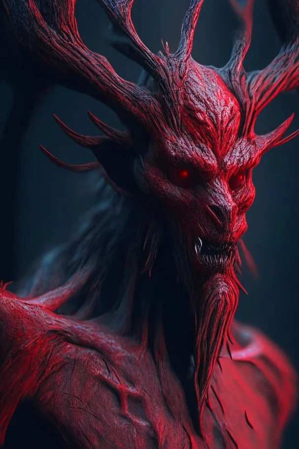 Red wendigo ,strong texture, extreme detail, octane render