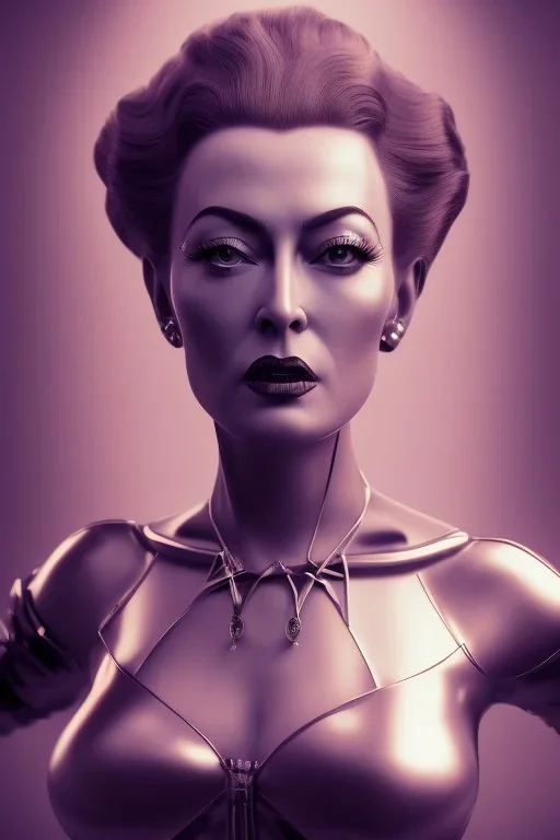 Joan Crawford as evil queen in black leather, busty, cleavage, dominatrix, curvy, angry, stern look. unreal 5, octane render, cinema4d, dynamic lighting, dramatic lighting, 4k, redshift render, highly detailed, hyper realistic,anthropomorphic