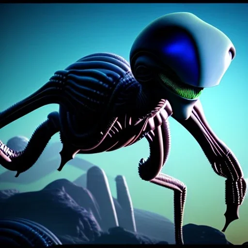 Futuristic hostile alien in Alien landscape