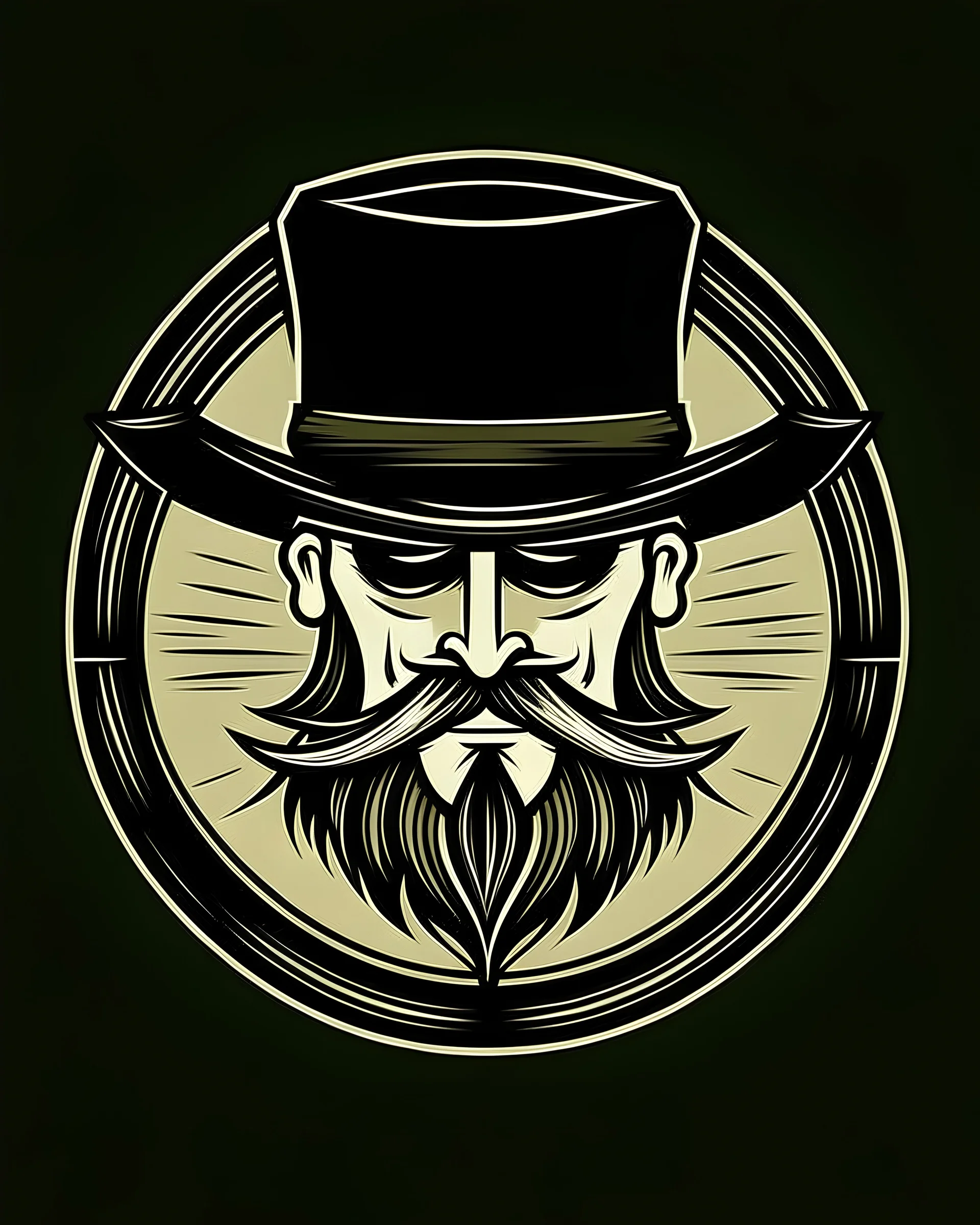 logo for the swearing craftsman, vector 3 colours, print stamp, subtle smile, thick smoke, feather