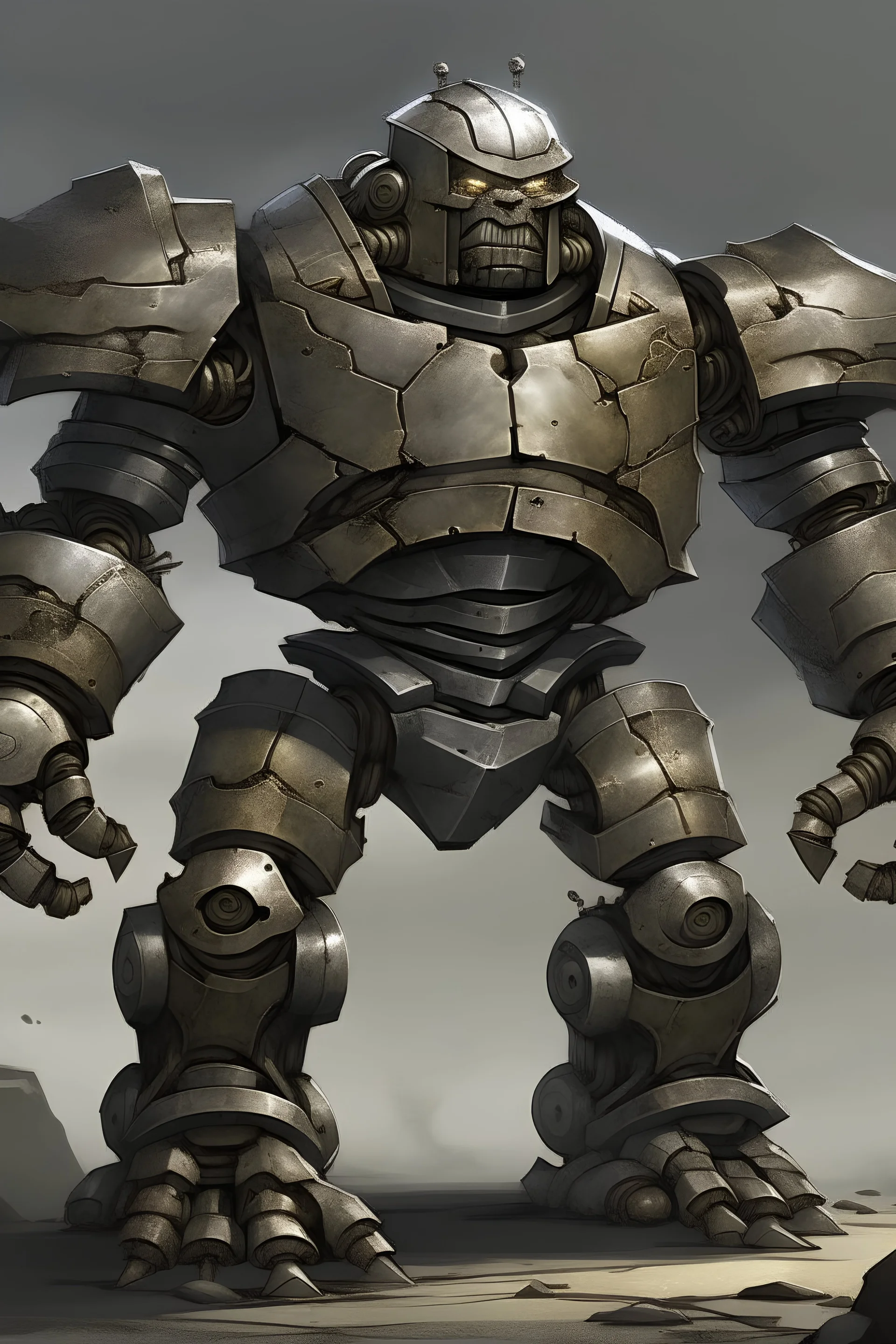 A fantasy golem made of iron