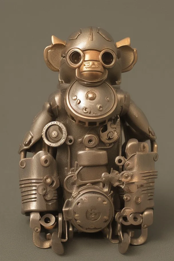 small cute steampunk mechanical monkey