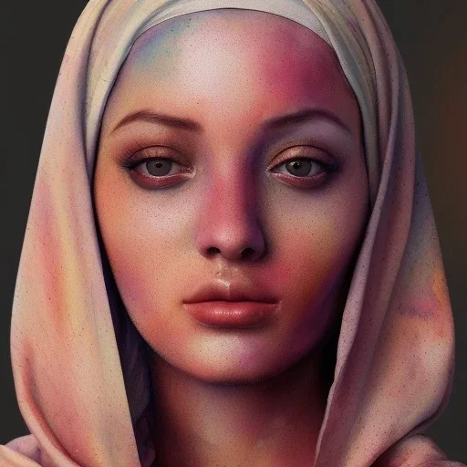 watercolor painting as woman's face, wearing hijab, fine detail, highly intricate, high-quality, volumetric lighting, 8k, ultrahd, George Grie, Marco Escobedo, Igor Morski,Brian Froud, Howard Lyon, Selina French,