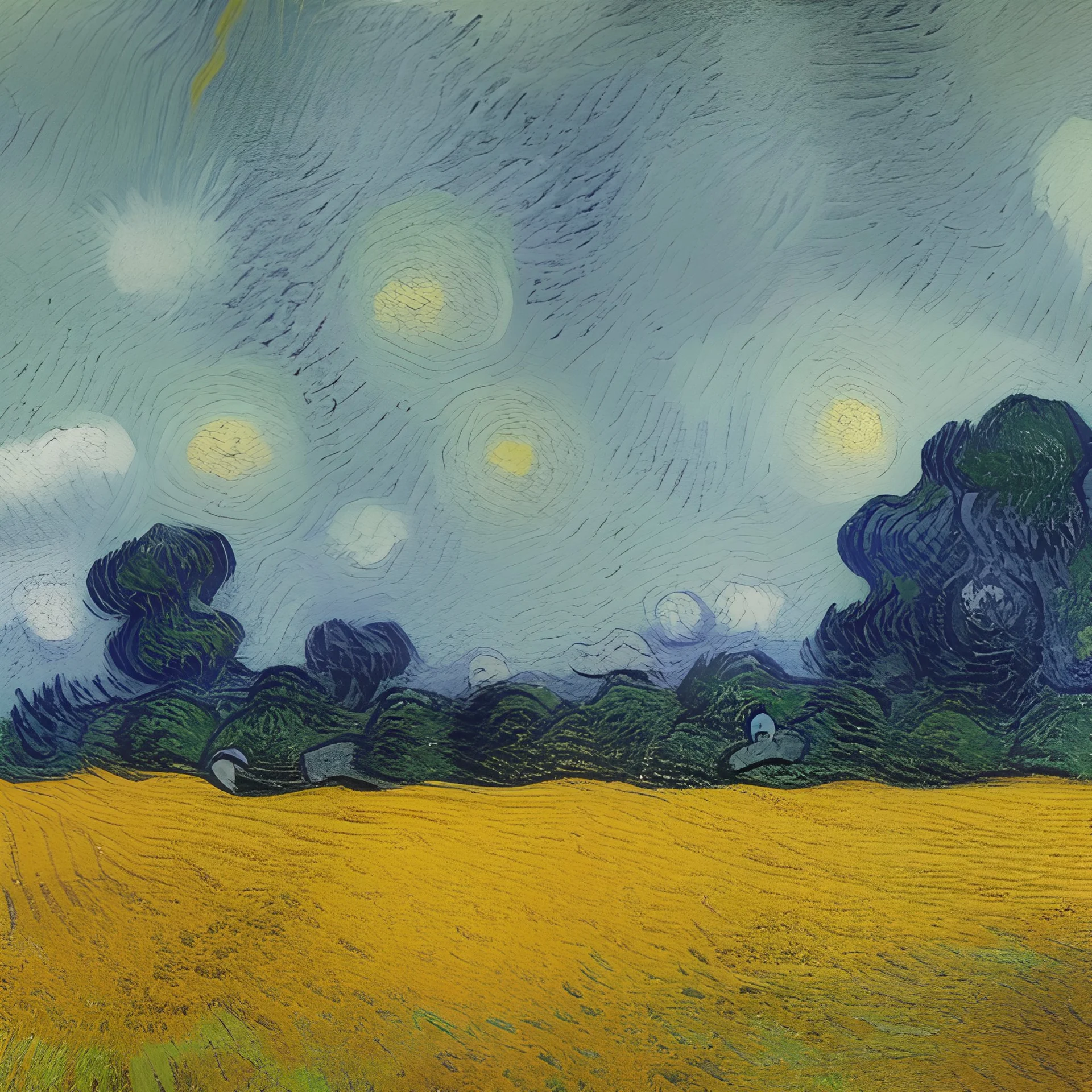 Portrait of field with birds Vincent van Gogh style