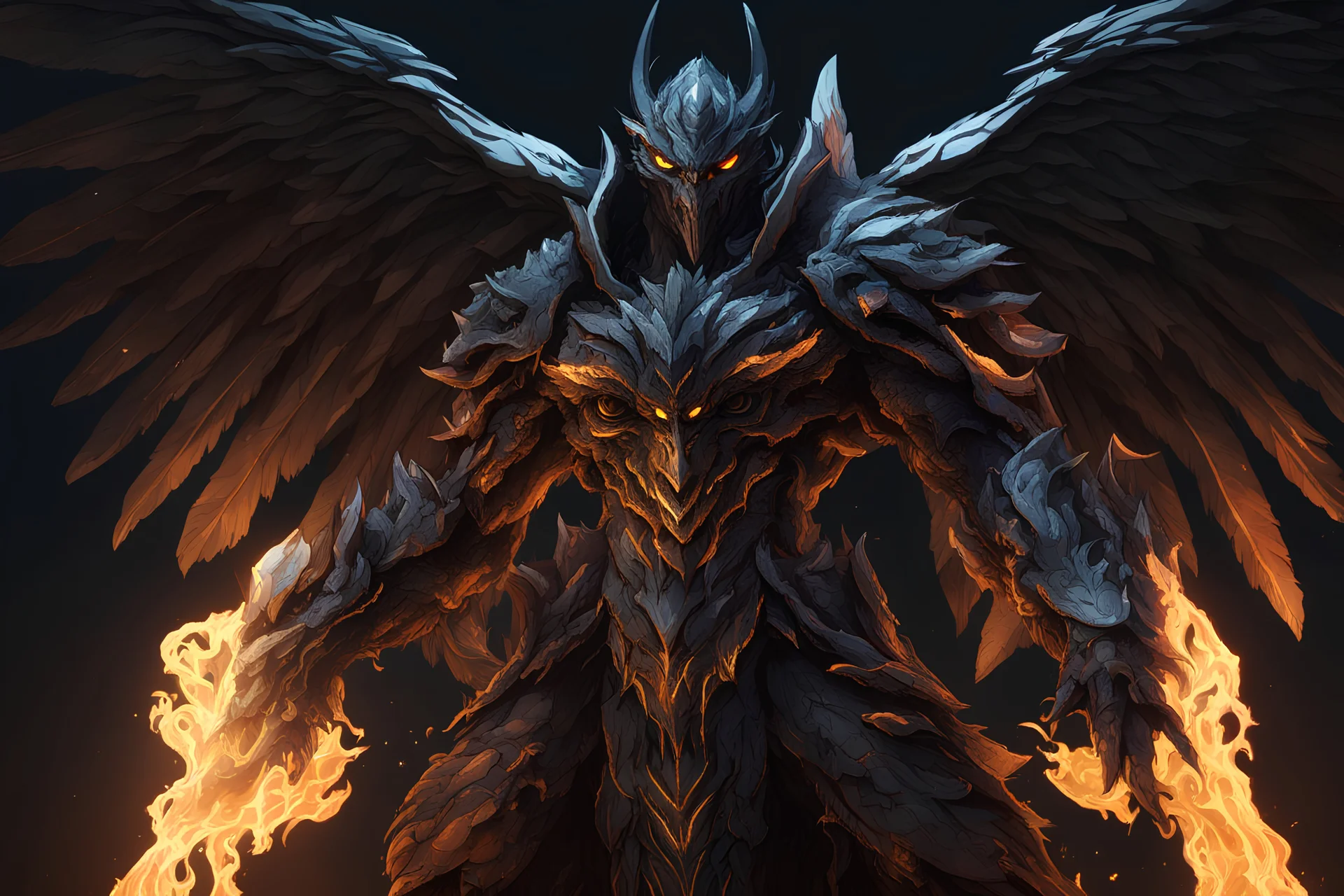 grendel in 8k solo leveling shadow artstyle, angel them, neon effect, full body, fire and ice, apocalypse, intricate details, highly detailed, high details, detailed portrait, masterpiece,ultra detailed, ultra quality