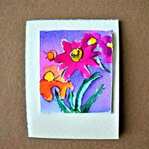 tiny watercolor of pressed flowers, etsy, whimsical, heavy cardstock, greeting card