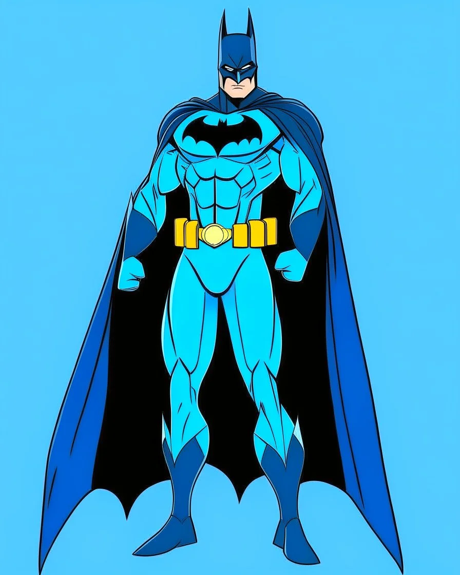 Cartoon of Batman. Full body . Complementary colors