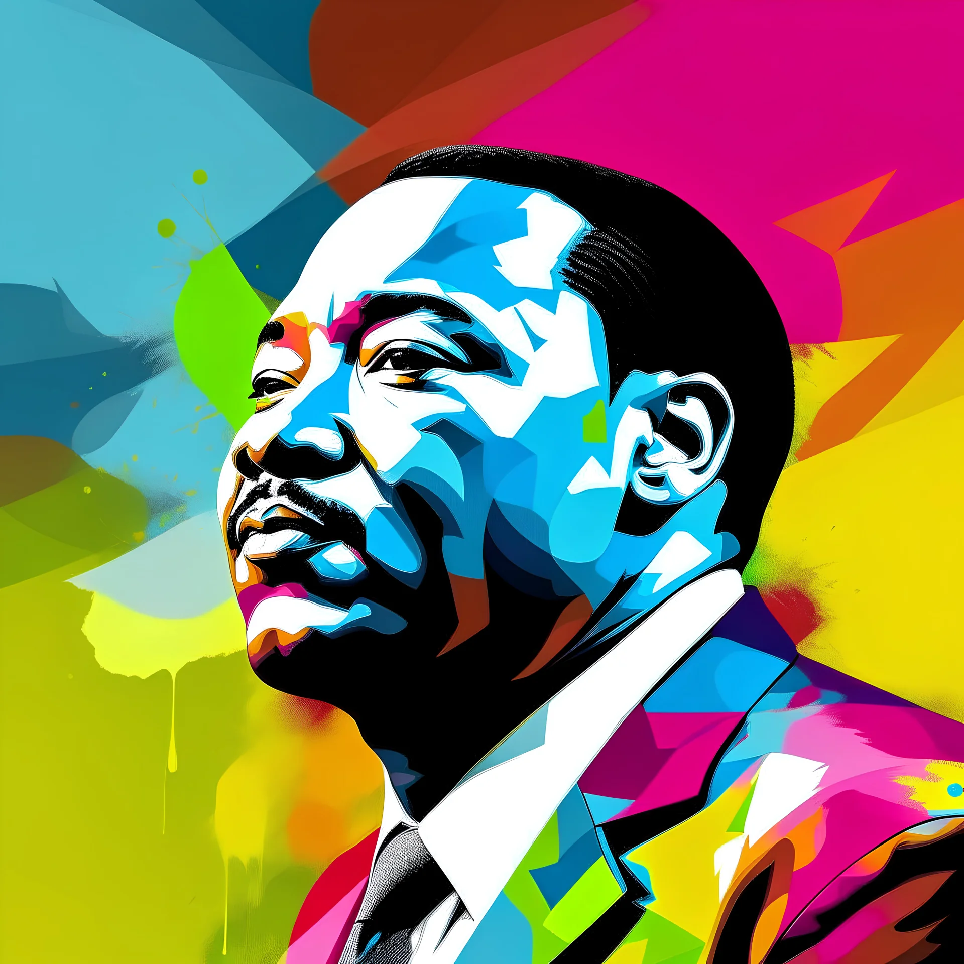 A powerful, blank-canvas depiction of Martin Luther King Jr. without a background, ready to be colored and customized with vibrant hues, capturing the essence of his leadership and civil rights legacy.