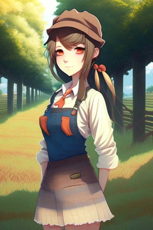 anime girl with farmer clothes