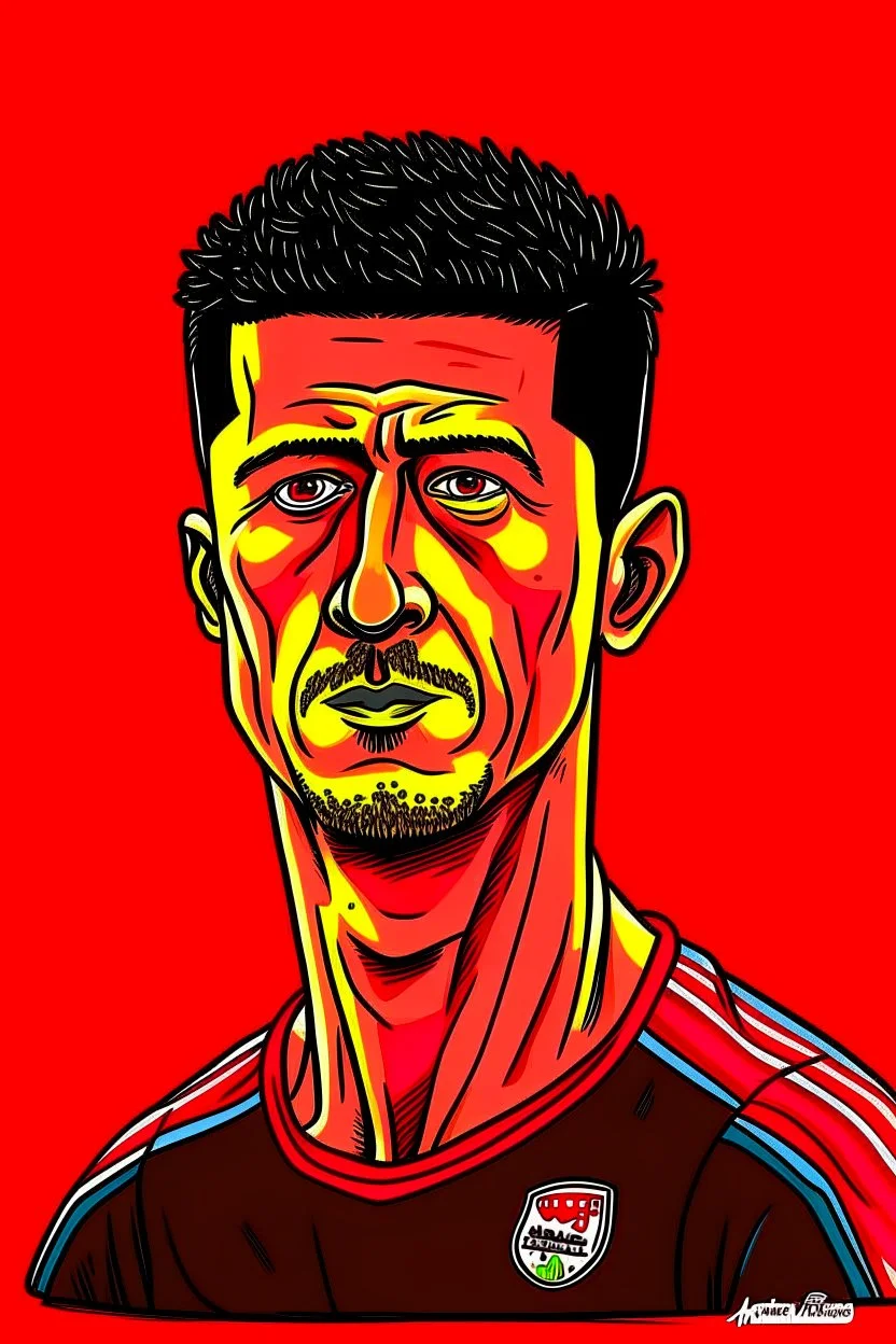 Robert Lewandowski Polish soccer player cartoon 2d