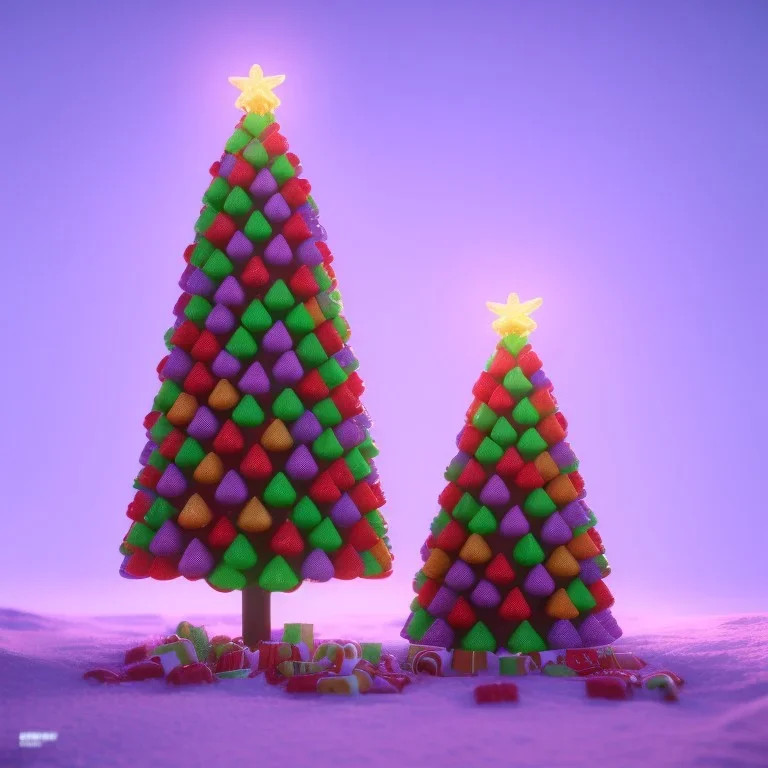 christmas tree made out of candy cones, 4k, 8k, highly detailed, cinematic, ultra photorealistic, ultra realistic, volumetric lighting