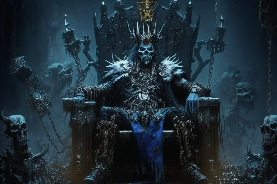 amo de la noche warhammer 40k sentado en un trono con cadenas y craneos