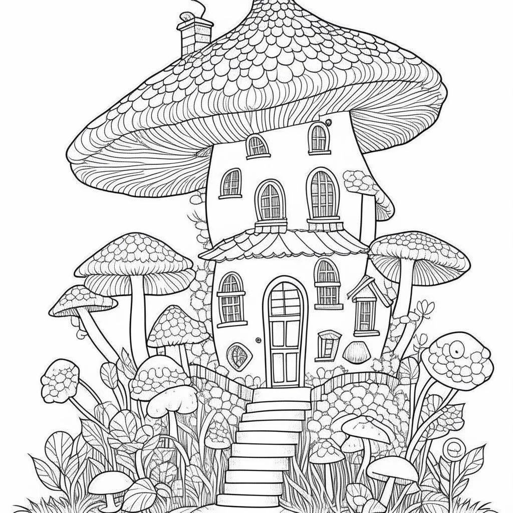 A fairy house Fluttering Wings Haven, coloring page, exact shape, real image, minimal lines, white back ground color, real style, realistic, minimalistic, minimal black line art, line art, crisp line art, unique coloring sheet, outlined, outline, crisp, crisp line edges, illustration, thin lines, crisp clear lines, line art, clean line art, unique, 8k, no colors, no dark color, no black color, avoid thick black, minimalistic line edges, pure white back ground,