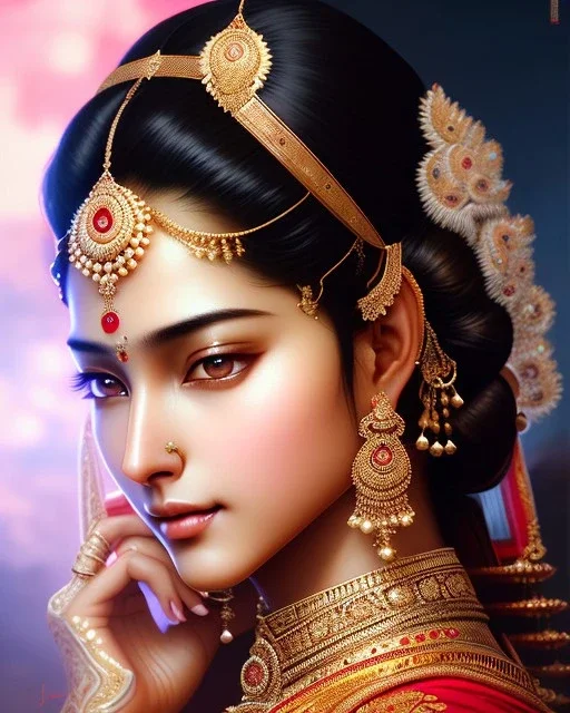 Detailed hot indian actress, intricate details, full body portrait, keep head in frame, slight, black Japanese motif, concept art, highly detailed, digital painting, concept art, sharp focus, illustration, art by Yoji Shinkawa, WLOP and greg rutkowski and alphonse mucha and artgerm and yanjun Chen and Junji ito and Makoto Shinkai, HDR, octane render