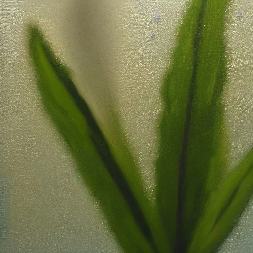 oil painting of a flower through a frosted window pane