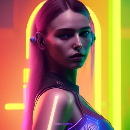 cyberpunk girl,cyberpunk 2077, ultra realistic,shiny, smooth, studio quality, octane render, Surrealism, Triadic colour scheme,glow-stick, ambient lighting,nightclub lighting, polaroid, 100mm