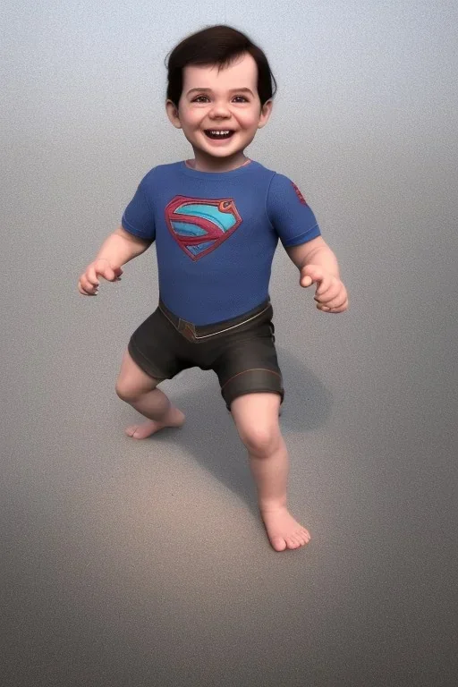 Henry cavill toddler, smile, full body, hyper realistic