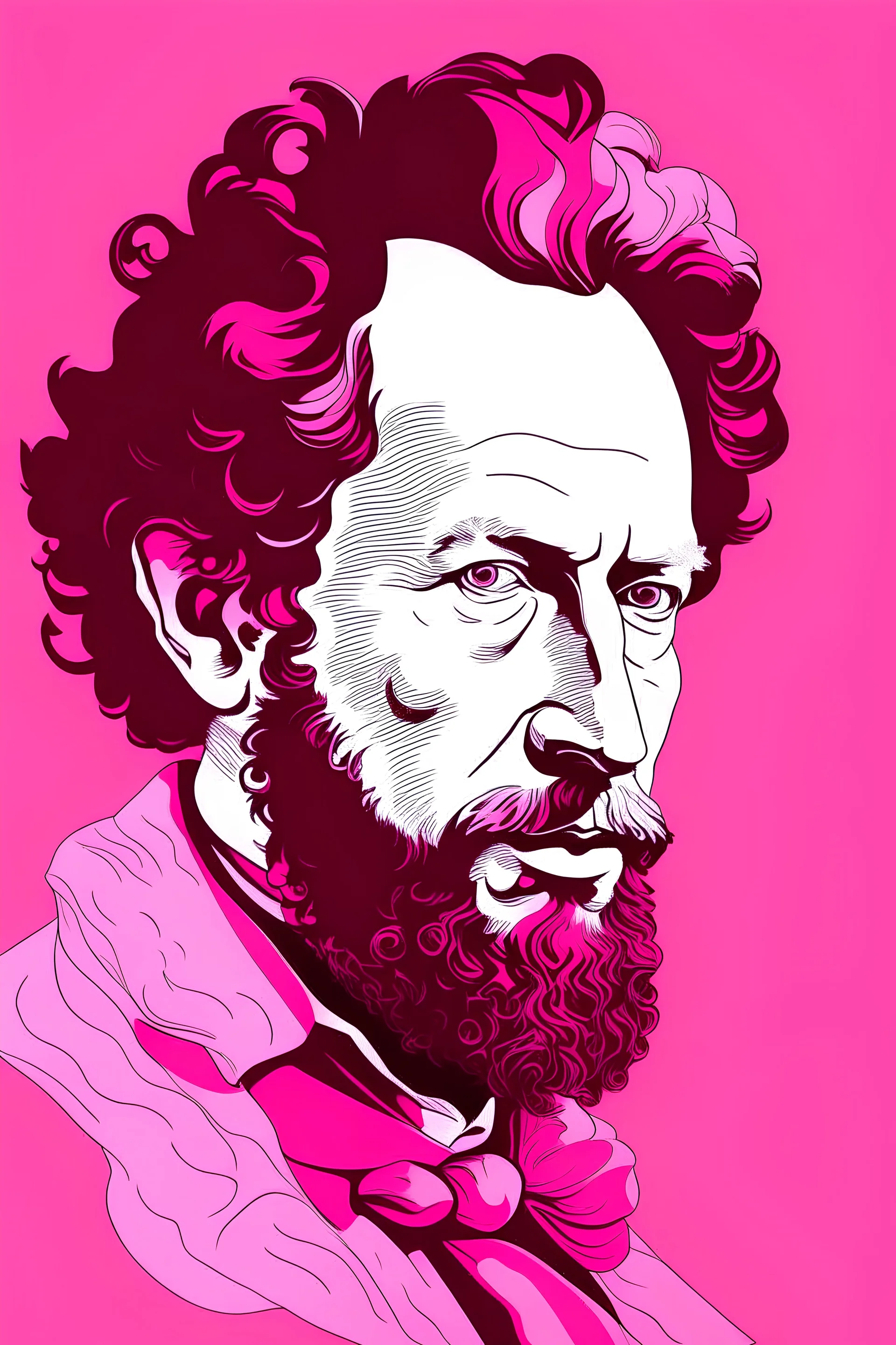 portrair of pushkin in pink color