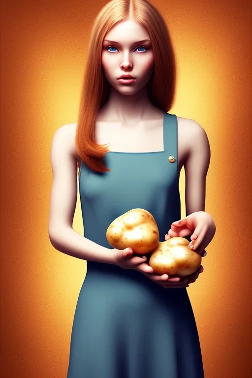 Girl holding potatoes