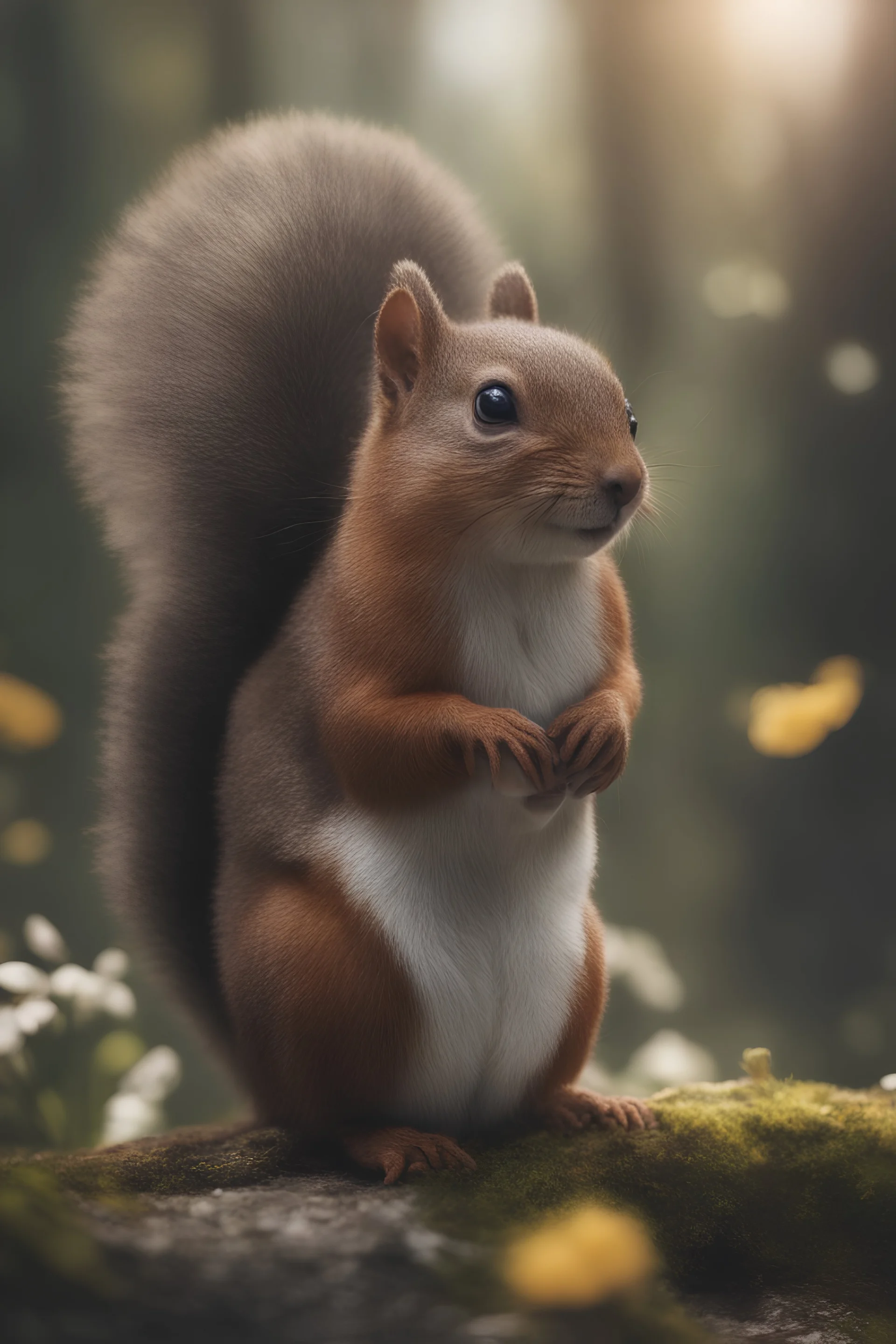 A hyper-realistic, portrait of squirrel, bokeh like f/0.8, tilt-shift lens 8k, high detail, smooth render, down-light, unreal engine, prize winning, A cute squirrel, outdoor, forest, spring, full size ,Photo Real, HOF, full size, practicality,manufacturability,performance, (((realism, realistic, realphoto, photography, portrait, realistic, elegant, charming, , professional photographer, captured with professional DSLR camera, trending on Artstation, 64k, ultra detailed, ultra accurate detailed,