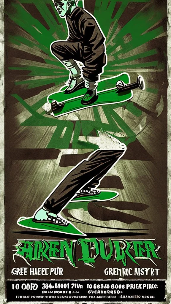 skAte old school hardcore punk green flyer