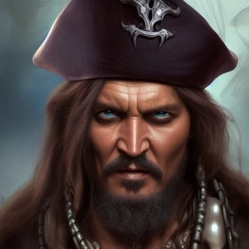 ultra realistic illustration, hulking herculean johnny depp as a rogue pirate thief from baldurs gate and diablo, intricate from baldurs gate, elegant, highly detailed, digital painting, artstation, concept art, smooth, sharp focus, illustration, art by artgerm and greg rutkowski and alphonse mucha