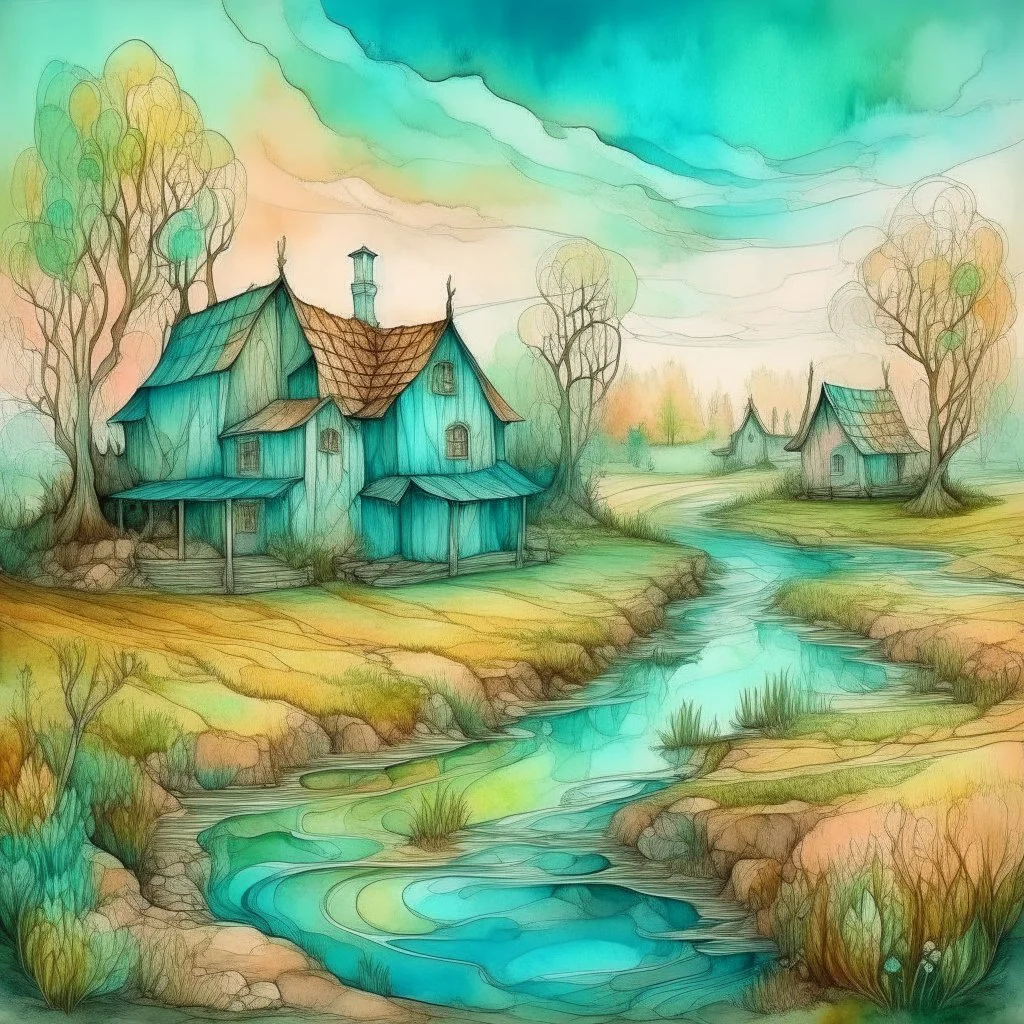 The place where the Dream and its followers live. Watercolor, fine drawing, beautiful van gogh landskape, pixel graphics, lots of details, pastel aqua colors, delicate sensuality, realistic, high quality, work of art, hyperdetalization, professional, filigree, hazy haze, hyperrealism, professional, transparent, delicate pastel tones, back lighting, contrast, fantastic, nature+space, Milky Way, fabulous, unreal, translucent, glowing