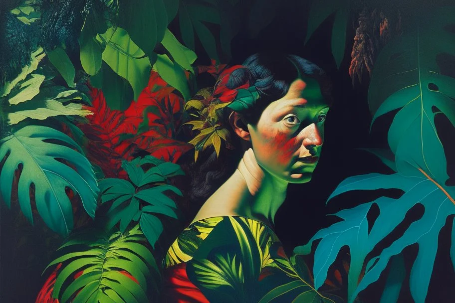 woman in colorful jungle by Caravaggio