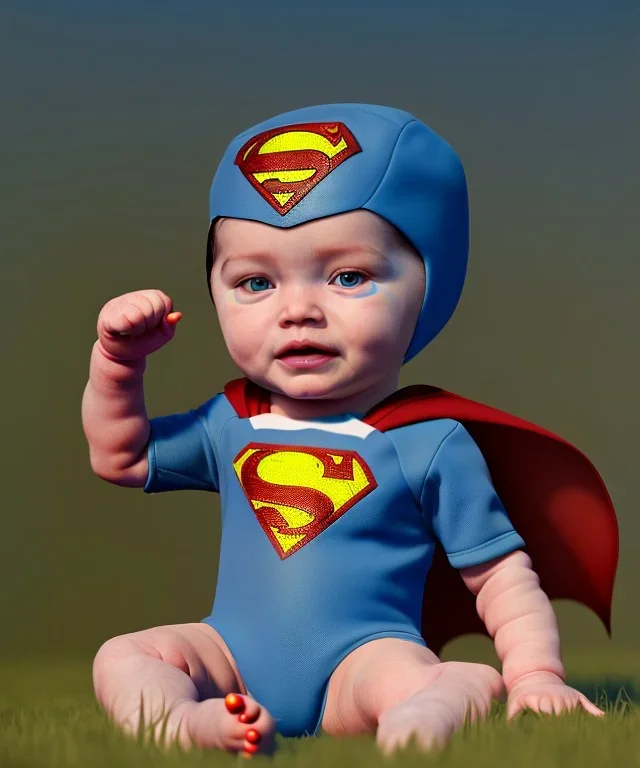 Baby super hero suit, full body, bokeh