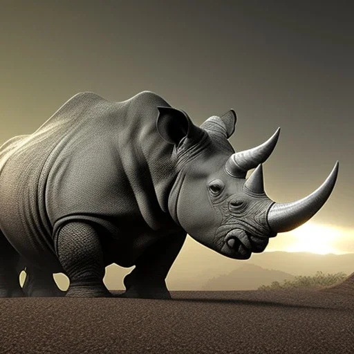 realistic profile of rhino