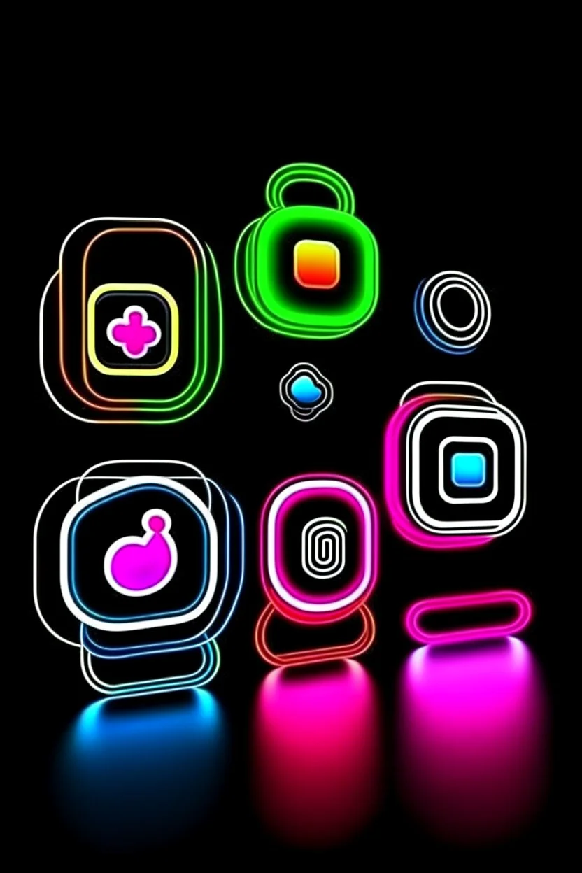 instagram and facebook advertising icons black background neon lights