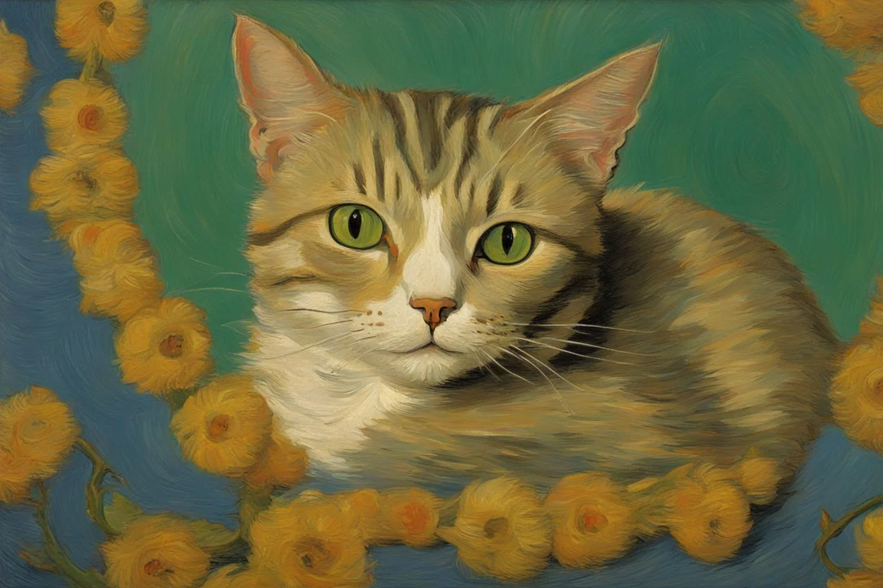 Portrait of a cat by Van Gogh